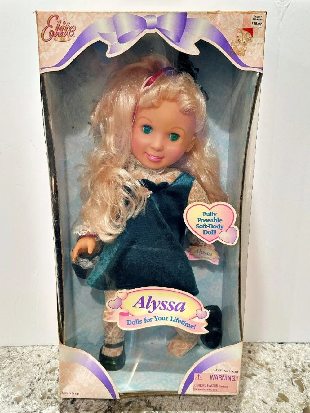 Vintage Elite Alyssa Poseable Soft Body Doll 1997 in Box Sealed 18 Inch #18030